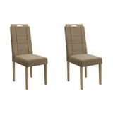 Cadeira Sala De Jantar Flora 2cad150 Madeirado Kit 2 Un Carvalho/suede Bege - Kappesberg