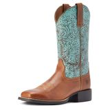 Bota Ocidental Ariat, Redonda E Larga, Bico Quadrado, Couro Feminino