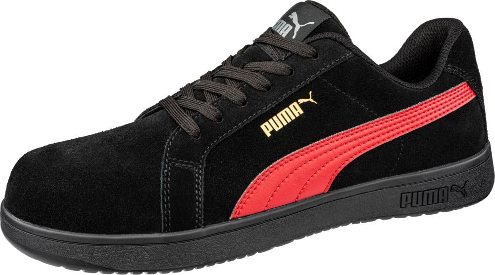 Sapatos Puma Iconic Suede Low Astm Eh Sr Para Homens Preto/vermelho-12
