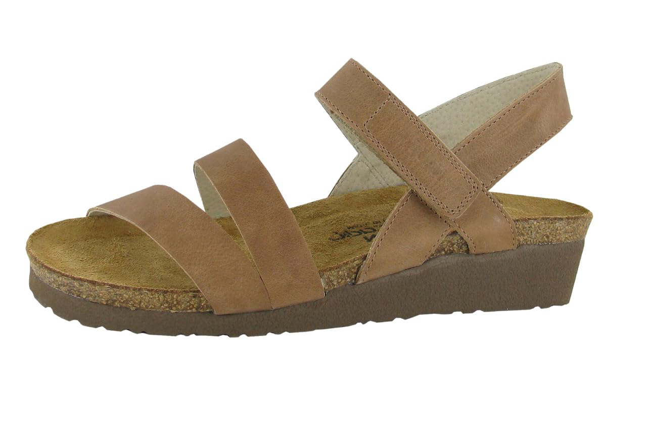 Sandálias Femininas Naot Kayla Com Suporte De 3 Alças Em Couro Marrom Com Leite