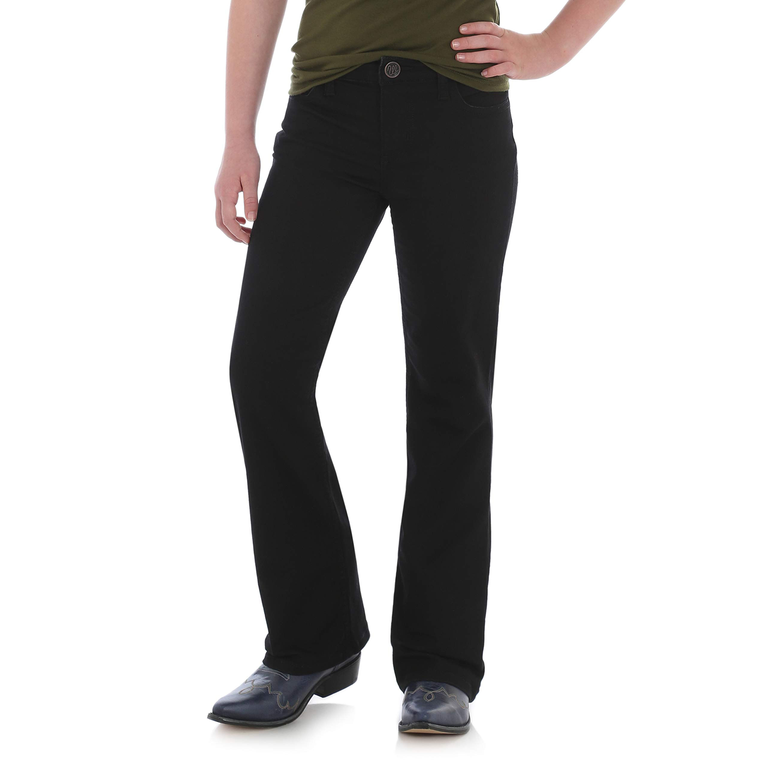 Bota Jeans Wrangler Para Meninas Big Western Cortada Em Preto Tamanho 8