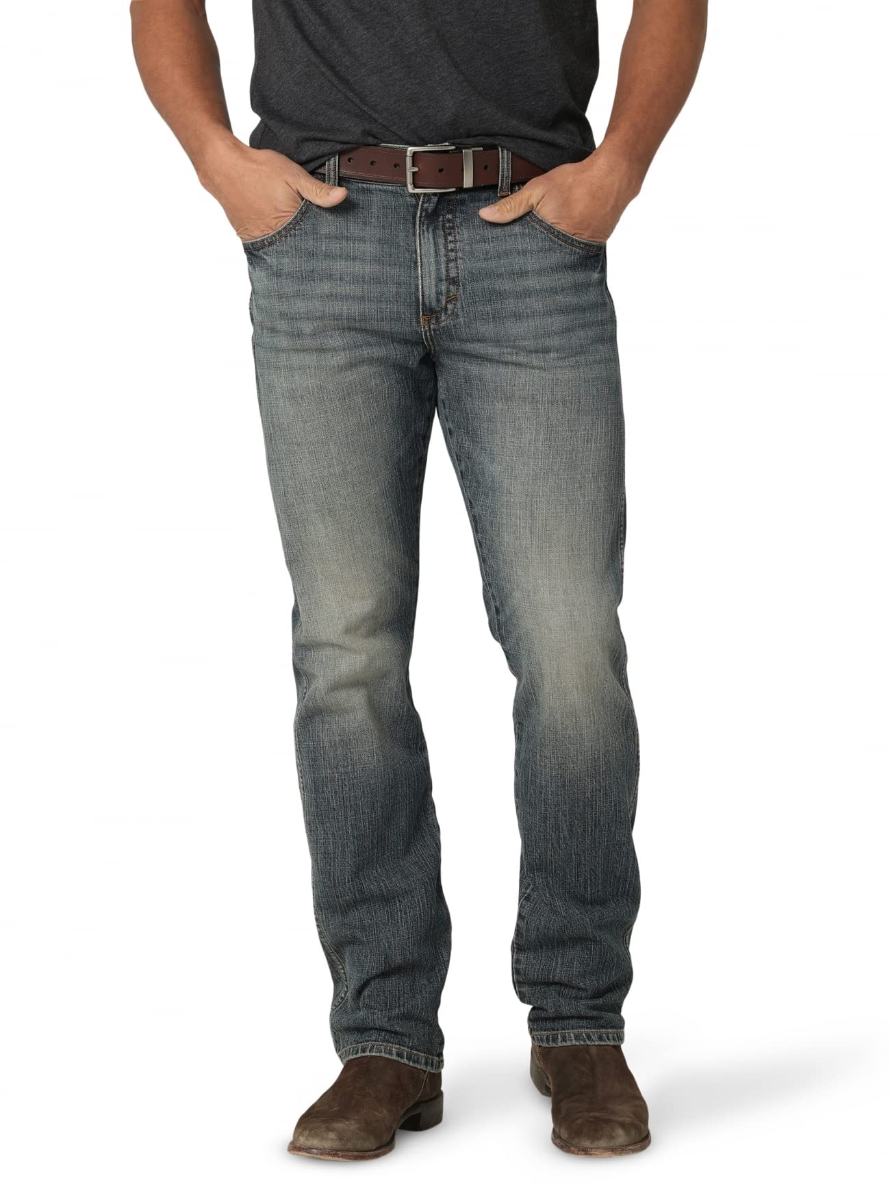 Jeans Wrangler Masculinos Retrô Slim Fit Straight Dark Knight