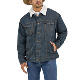 Jaqueta Wrangler Cowboy Cut, Jeans Rústica, Forrada A Oeste, Masculina
