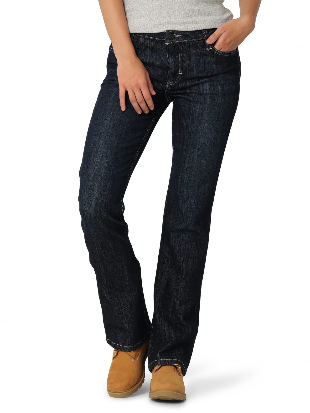 Vestuário De Trabalho Feminino Jean Wrangler Riggs Com Corte De Bota Retrô