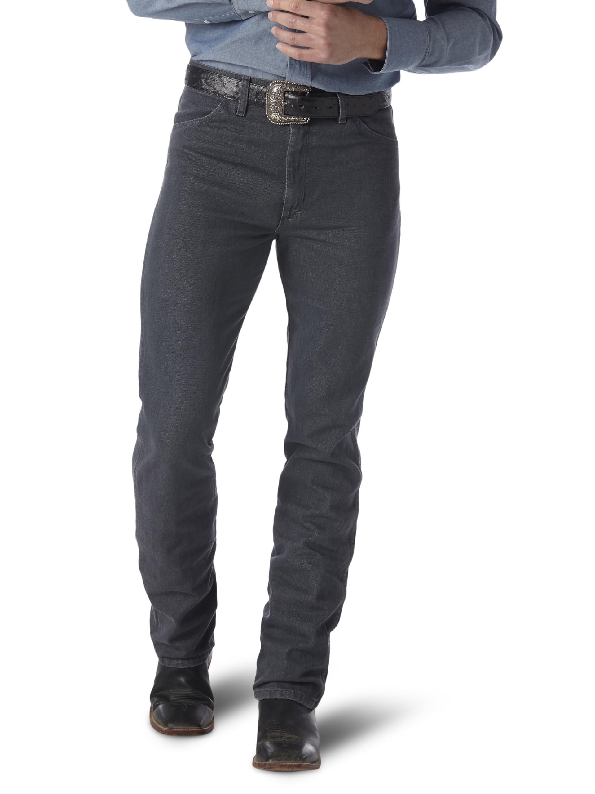 Jeans Wrangler Cowboy Cut Slim Fit Para Homens Cinza Carvão