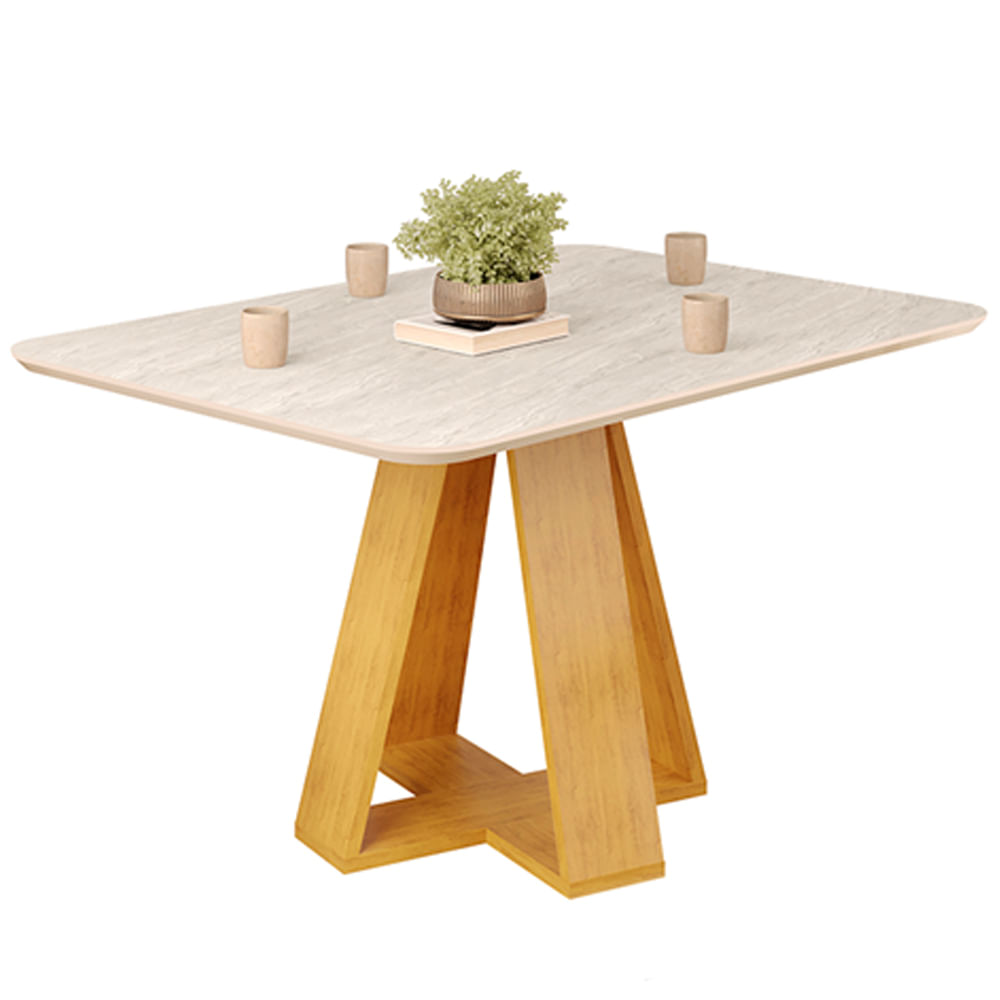 Mesa Jantar Retangular 120x90 Cm Sem Vidro Kiara Cedro Quartzo Dj Moveis