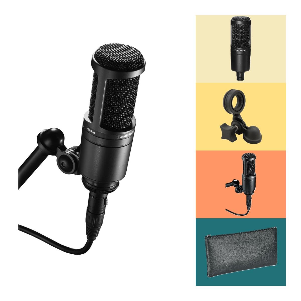 Microfone De Estúdio Audio Technica At2020 Com Filtro Pop E Cabo