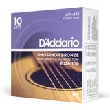 Cordas De Guitarra D&#39;addario Phosphor Bronze Ej26-10p, Pacote Com 10