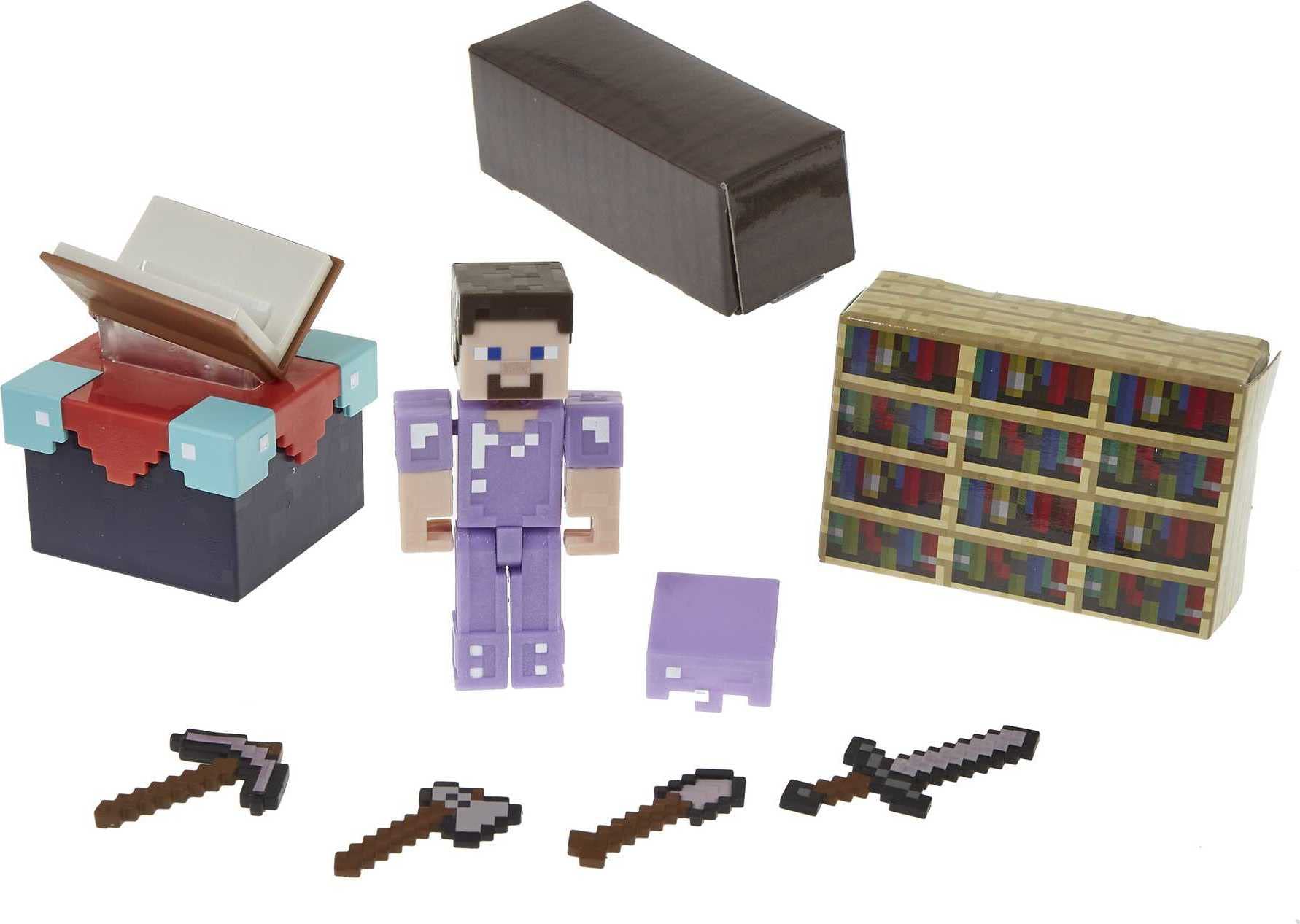 Conjunto De Jogos Mattel Minecraft Enchanting Room Com Steve 8cm