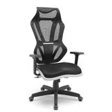 Cadeira Vizon Dz Vinil Preto Shift Branco Braço 3d Relax - Plaxmetal