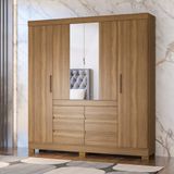 Guarda Roupa Casal com Espelho 4 Portas 6 Gavetas Cádis Demóbile Amendola Touch
