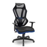 Cadeira Vizon Dz Vinil Preto Shift Azul Braço 3d Relax - Plaxmetal
