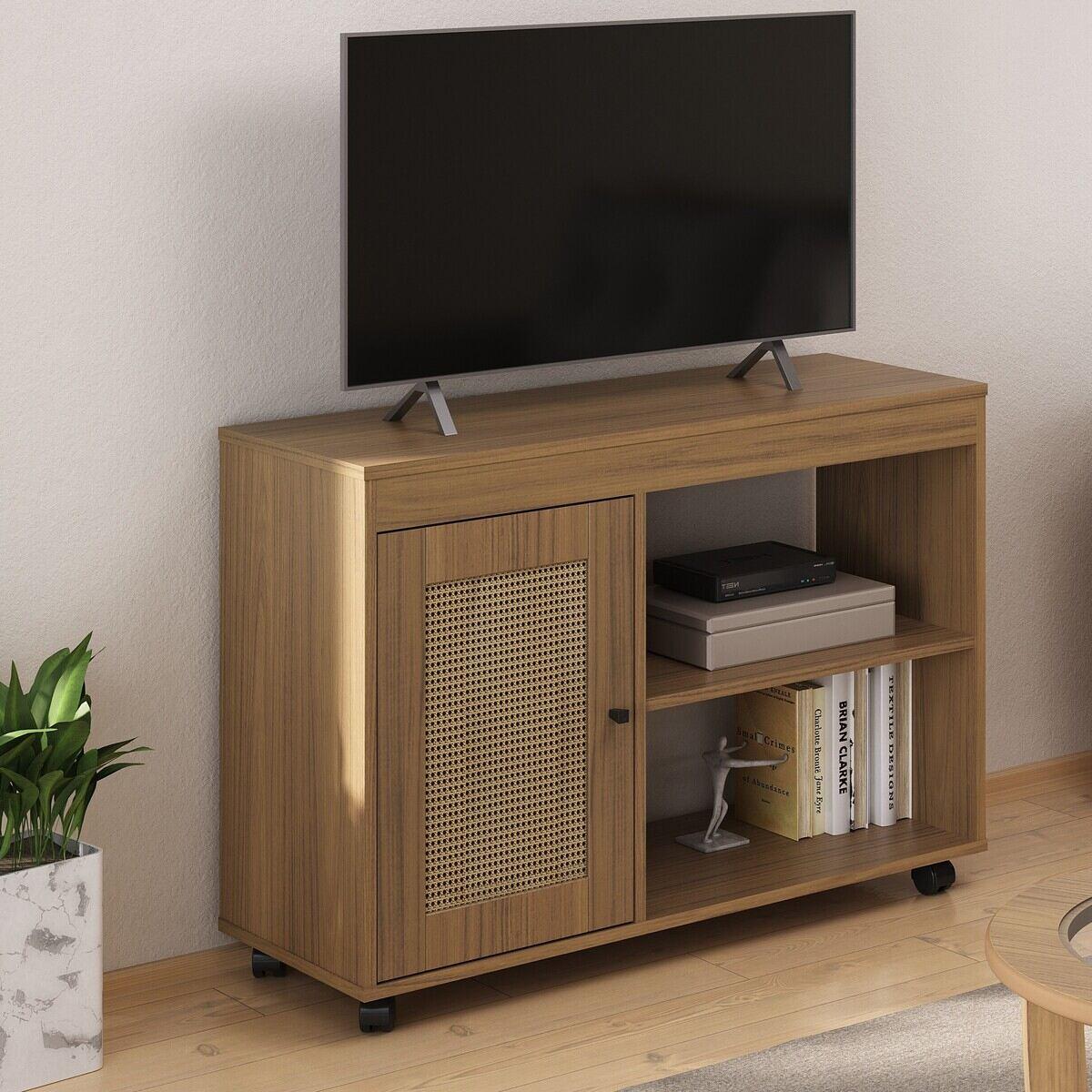 Rack Para Tv Até 35 Polegadas 91cm Com Rodízios 1 Porta Multimóveis Cr45327 Carvalho