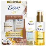 Kit Dove Ritual Reparação Shampoo + Condicionador + Óleo E Sérum + Leave In Bond Intense Repair