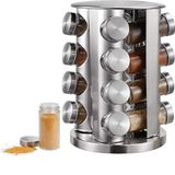 Porta Tempero Inox 16 Potes Vidro + Base Giratória 360