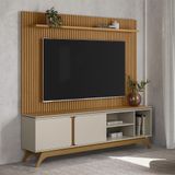 Rack Com Painel Ripado Para Tv Até 75 Polegadas 2 Portas Com Pés Istambul Genova 2.0 Linea Brasil