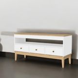 Rack Para Tv Até 50 Polegadas 3 Gavetas Com Pés De Madeira Colonial Movelbento