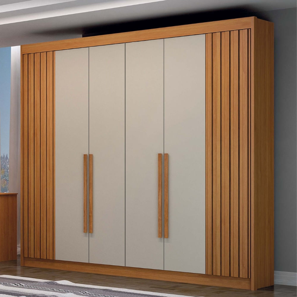 Guarda Roupa Casal Ripado 6 Portas Em Mdf São Carlos Leifer