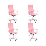Cadeira De Escritório Esteirinha Giratória Ergonômica Alta - Rosa - 4