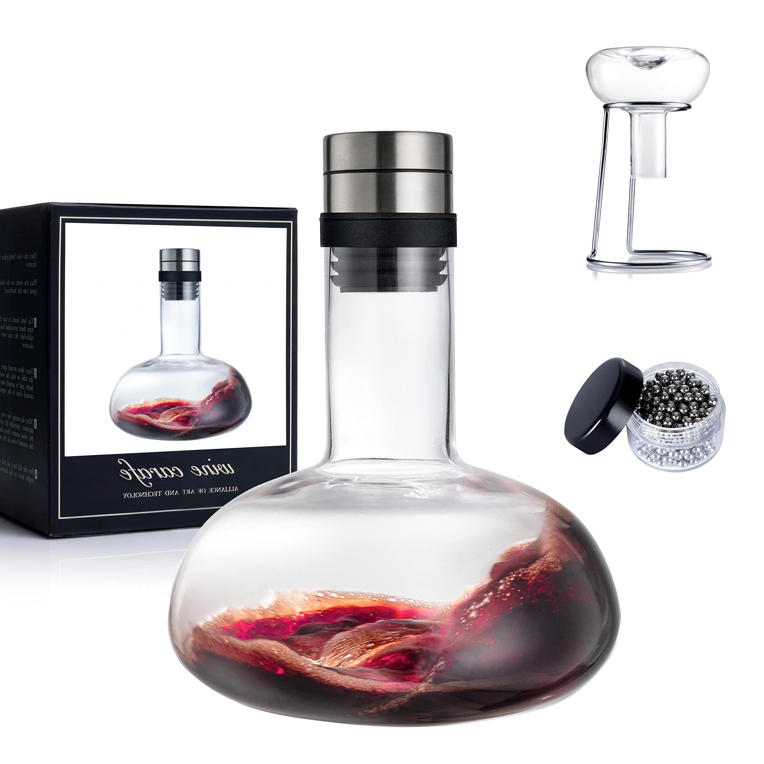 Conjunto De Decantadores De Vinho Youyah Red Wine 1300ml De Cristal
