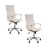 Cadeira De Escritório Esteirinha Giratória Ergonômica Alta - Branco - 2