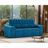 Sofá 3 Lugares Retrátil Reclinável 200cm Suede Suiça Flash