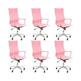 Cadeira De Escritório Esteirinha Giratória Ergonômica Alta - Rosa - 6