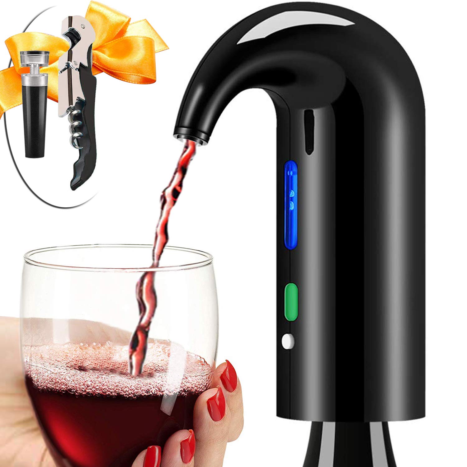 Aerador De Vinho Elétrico Decanter Higfra Com Abridor De Vinho E Caixa De Presente