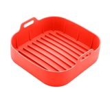 Forma Quadrada 20cm De Silicone Vermelha Para Air Fryer
