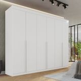 Guarda-roupa Casal 6 Portas 8 Gavetas Florianópolis 100% Mdf Branco Neve