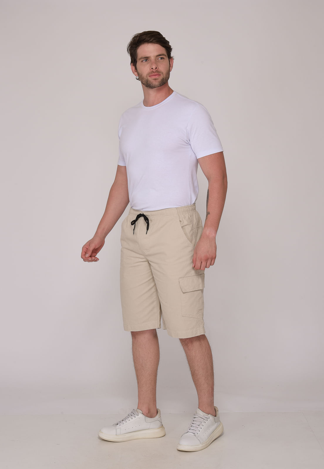 Bermuda Macaw 7796 Bege Elástico Sarja