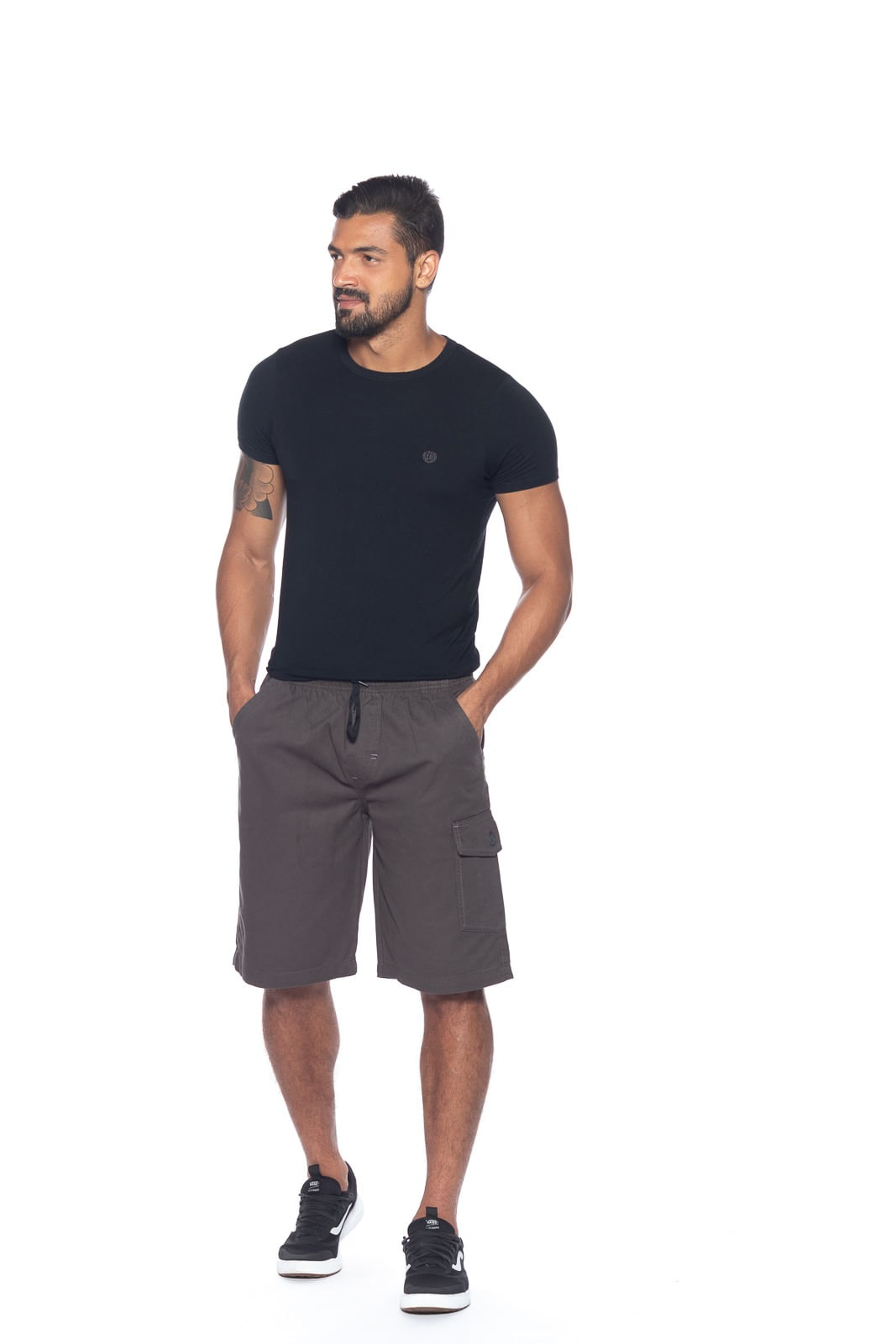 Bermuda Macaw Elástico Sarja 7679 Cinza