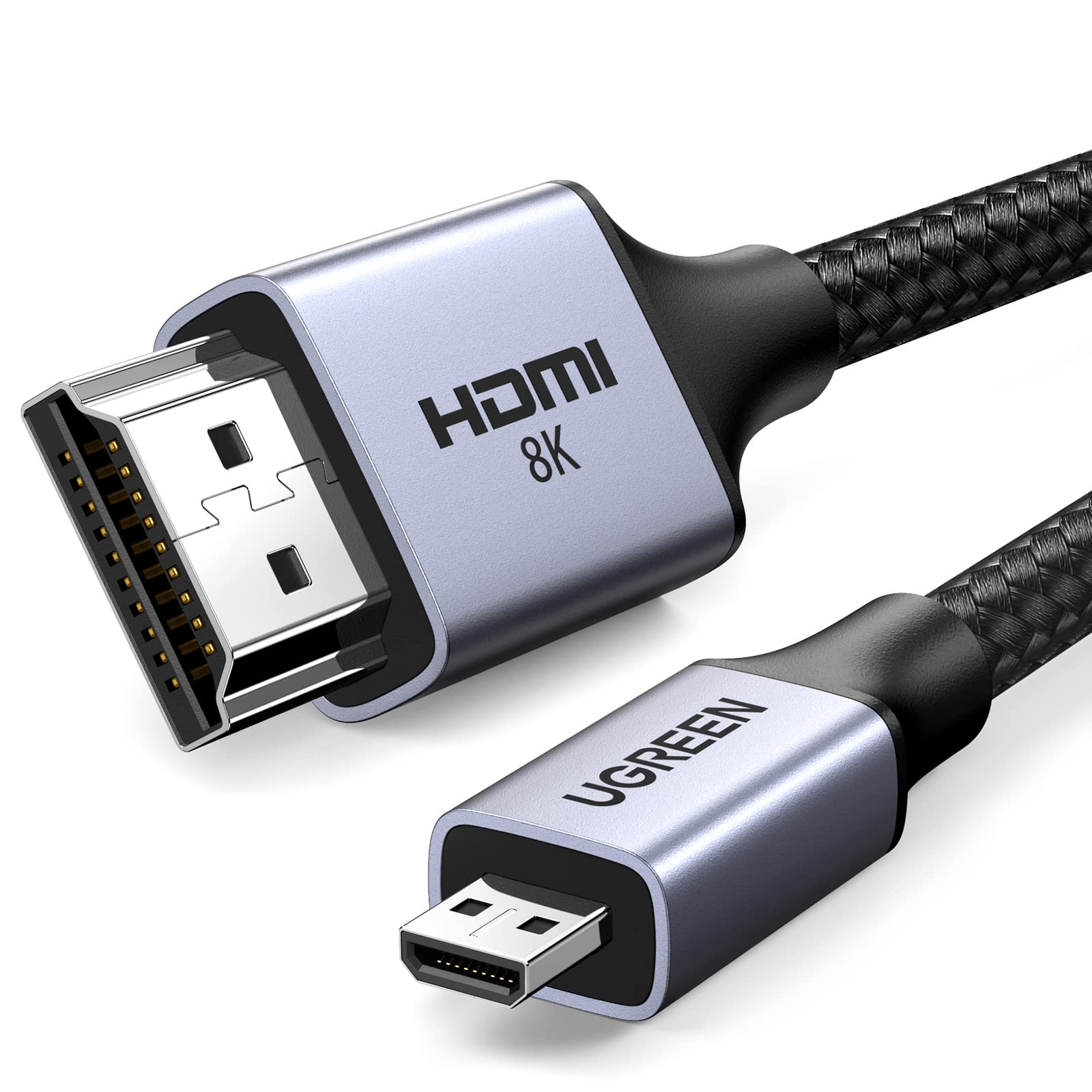 Cabo Hdmi Ugreen 8k Micro Hdmi Para Hdmi 2.1 Alumínio De 6,6 Pés