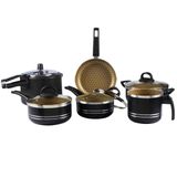 Jogo De Panelas 6 Peças Com Panela De Pressão 4,5l Preto
