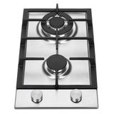 Fogão A Gás Top K&amp;h 2 Burner Em Aço Inoxidável, Ferro Fundido De 12"