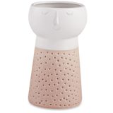 Vaso Cerâmica Branco Rosa 20x12cm Mart 12157