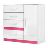 Cômoda Sapateira Vênus 1 Porta E 4 Gavetas Flex Branco-rosa - Moval Branco-rosa