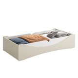 Cama Evolutiva Luna Areia Fosco Com 2 Kits Proteção Lateral Lisa E Colchão D33 - Reller Móveis Areia Fosco