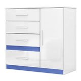 Cômoda Sapateira Vênus 1 Porta E 4 Gavetas Flex Branco-azul - Moval Branco-azul