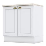 Balcão 2 Portas 80cm Americana Branco Com Tampo Cooktop Calcare - Móveis Henn Branco-calcare