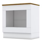 Balcão Forno De Embutir 80cm Americana Branco Com Tampo Cooktop Nature - Móveis Henn Branco-nature