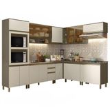 Cozinha Completa De Canto 9 Peças Connect Duna-cristal Com Aéreo Vidro Basculante - Móveis Henn Duna-cristal