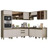Cozinha Completa De Canto 9 Peças Connect Duna-cristal Com Torre Quente E Aéreo Vidro - Móveis Henn Duna-cristal