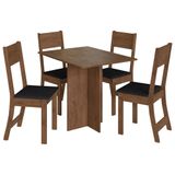Mesa De Jantar Talita 91,8x68 Com Tampo Em Mdp E 4 Cadeiras Noce-preto - Indekés Noce-preto