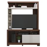 Estante Home Theater Elba Nogueira Real-off White Matte Para Tv Até 50? - Colibri Nogueira Real-off White Matte