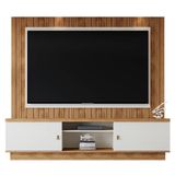 Estante Home Santos 201,2cm Off White-amêndoa Para Tv Até 70? - Mobler Off White-amêndoa