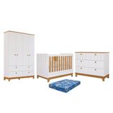 Dormitório Biscoito Guarda Roupa, Cômoda E Berço Branco-nature Com Colchão Physical - Permóbili Baby Branco-nature