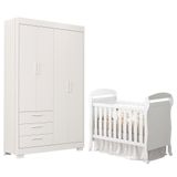 Jogo De Quarto Infantil Guarda Roupa Zaki E Berço Mini Cama Danny Branco Fosco - Reller Móveis Branco Fosco