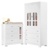 Jogo De Quarto Infantil New Katatau Guarda Roupa E Cômoda Branco Fosco - Reller Móveis Branco Fosco