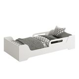 Cama Evolutiva Zaki Branco Fosco, Proteção Lateral Usinada E Colchão D33 - Reller Móveis Branco Fosco